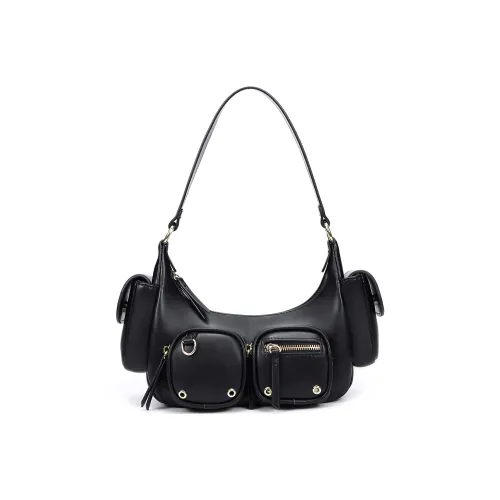 UNITE STAR PU Y2K Hot Girl Shoulder Bag Medium Size Women's Black