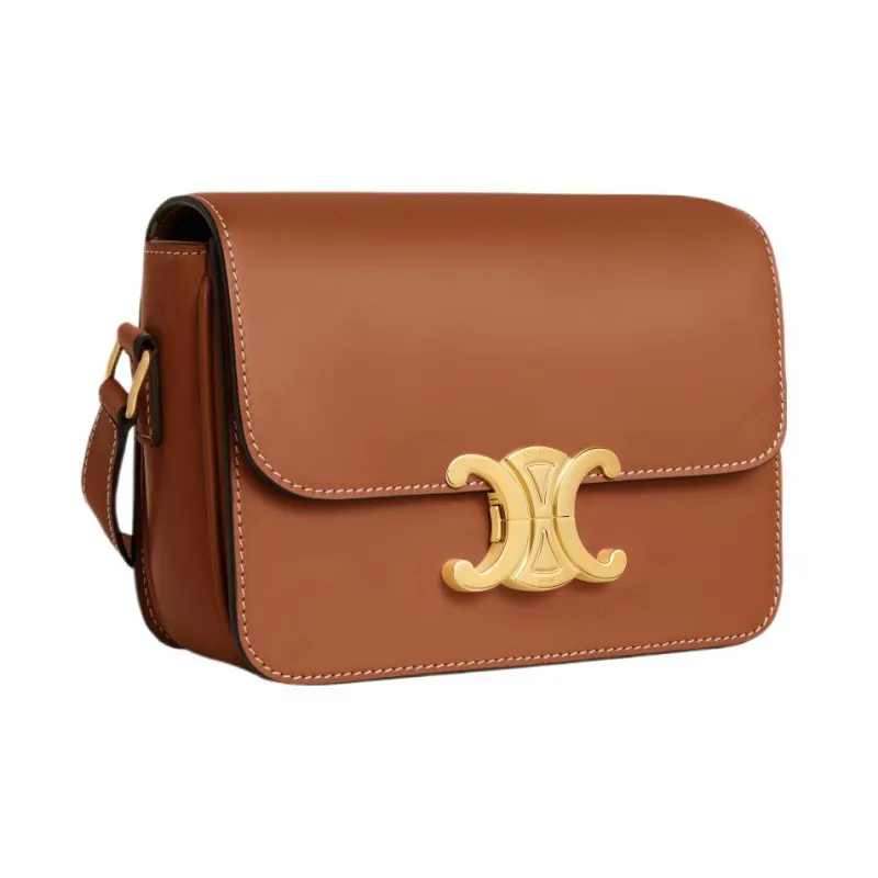 CELINE Calfskin Crossbody Bags Shoulder Bags Regular Women's Brown-1