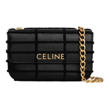 CELINE MATELASSE MONOCHROME Series Cow Leather Crossbody Bag, Shoulder Bag Women's Black