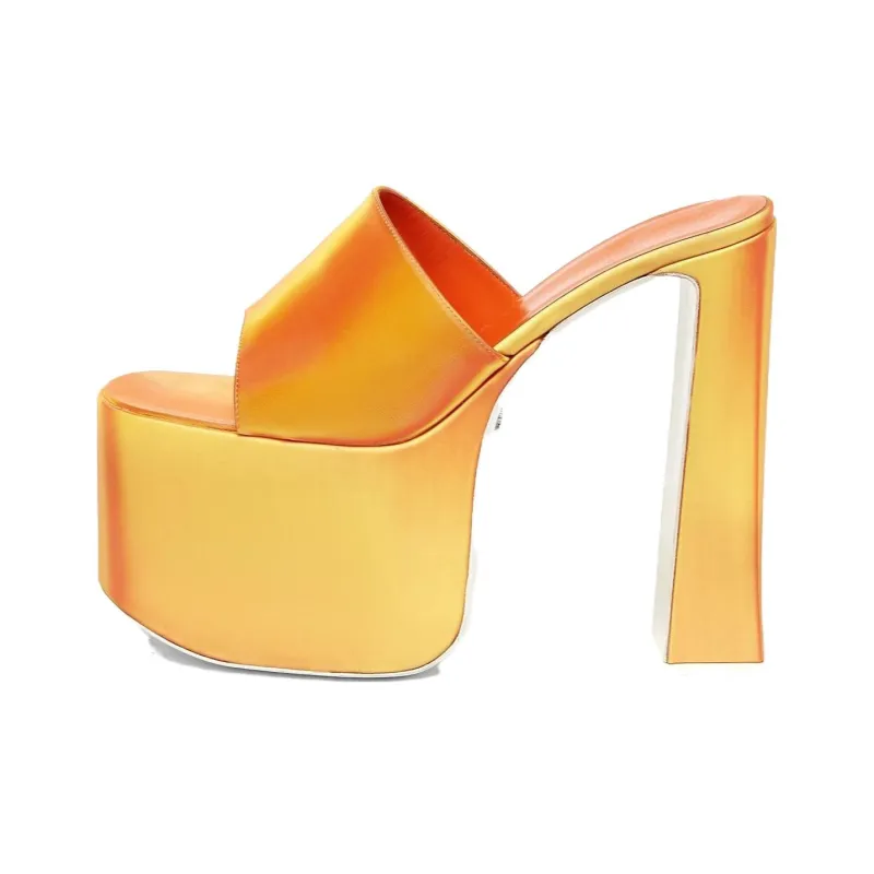 GCDS Holo Graphics Slide Slippers 16cm Women's Orange-0