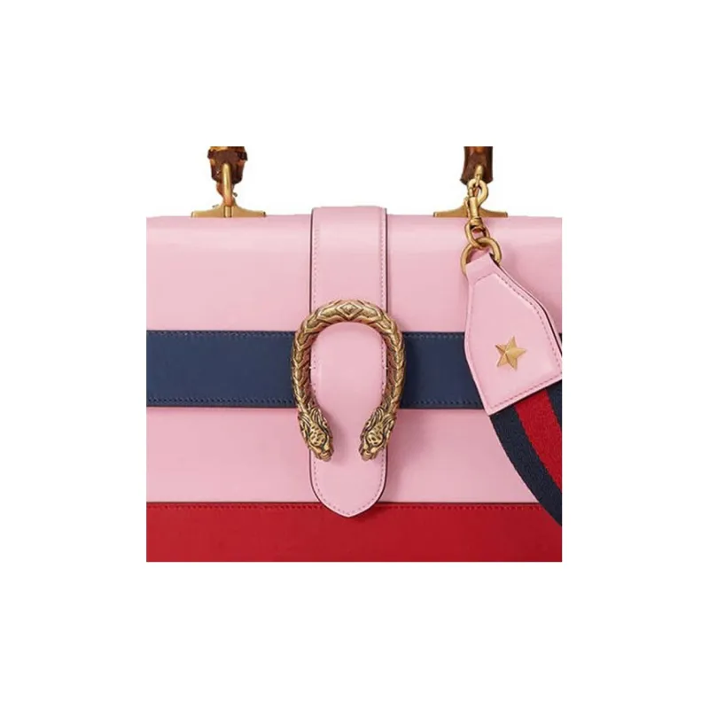 GUCCI Dionysus Leather Crossbody Handbag Shoulder Bag Medium Size Women's Pink/Navy Blue/Red-5