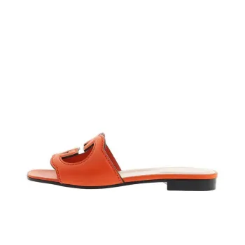 GUCCI Logo cut Out Leather Sandals