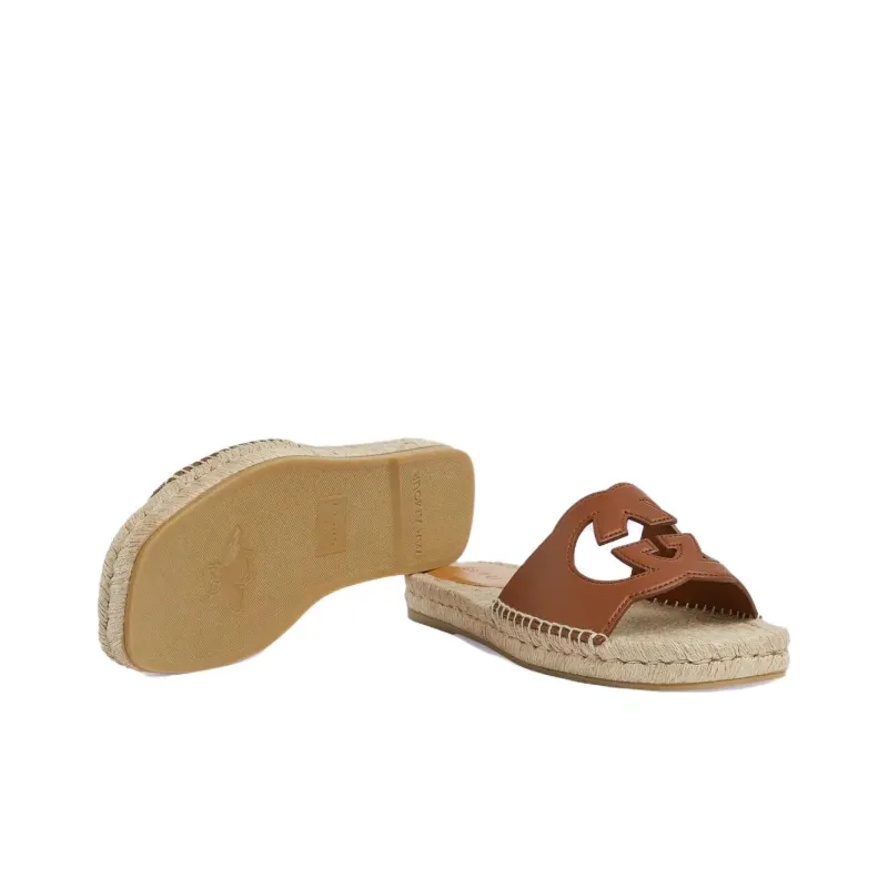 GUCCI Interlocking G Cut Out Espadrille Sandal 'Brown'-5