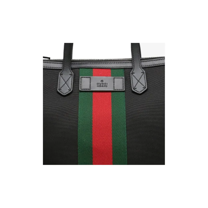 GUCCI Canvas With Leather Canvas Bag, Handbag Men's Black-4