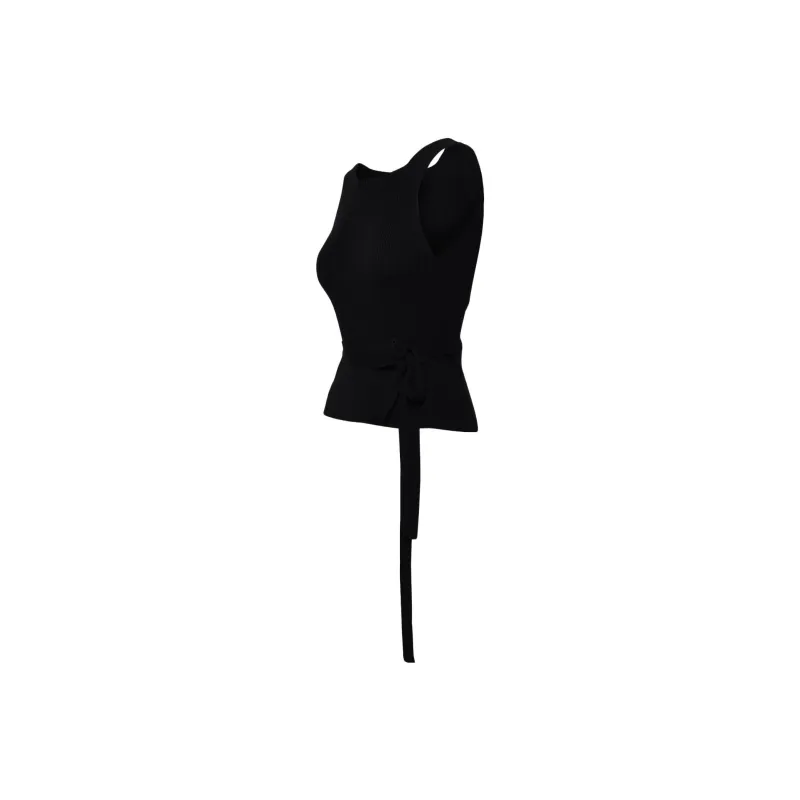 Patou Ribbed Knit V Neck Wrap Top-2