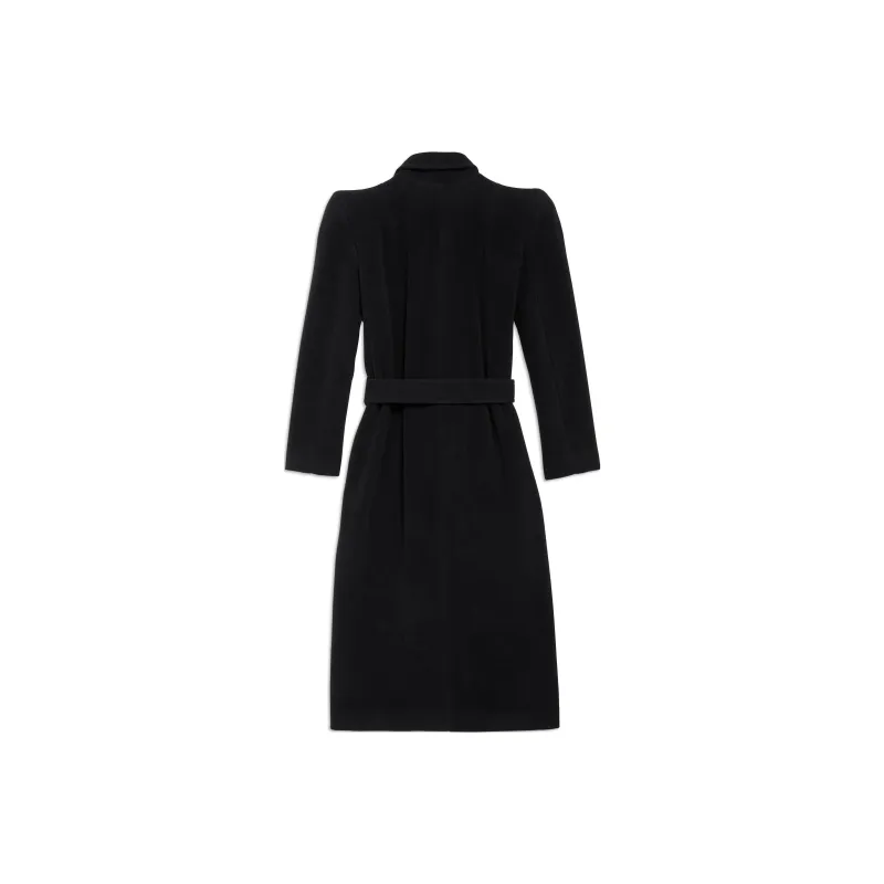 Balenciaga Women's'S Round Shoulder Fitted Coat In Black Black-1