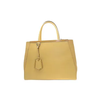 FENDI Cow Leather Tote Bag Shopping Bag Handbag Regular Women's Yellow