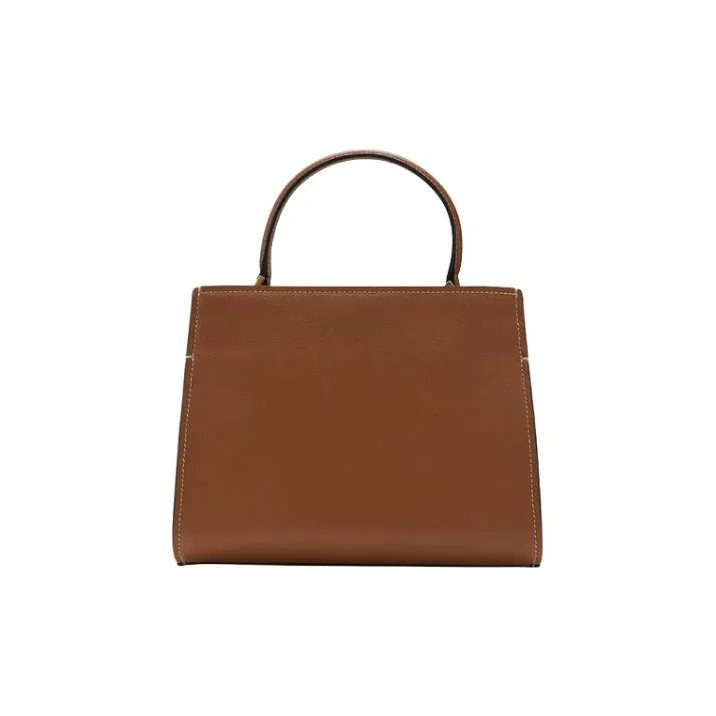 HAZZYS Cow Leather Tote Bag Shopping Bag Shoulder Bag Handbag Medium Size Women's Brown/Black/Dark Apricot Cream-3