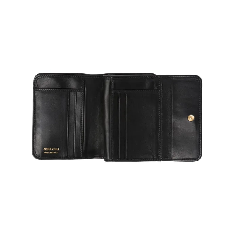 MIU MIU Leather Wallet Small Size Women's Black-4