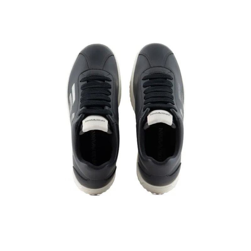 EMPORIO ARMANI Eagle-print Leather Sneakers-3
