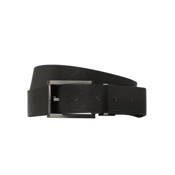 CK/Calvin Klein Emblem Design Smooth Buckle Leather Belts Men's Black Width 3.5CM