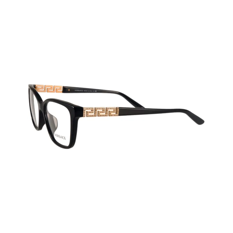 VERSACE Acetate Alloy Irregular Shape Eyeglass Frames Unisex Black-2