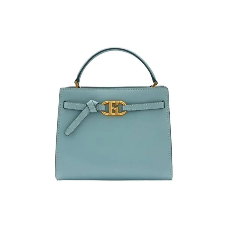 HAZZYS Cow Leather Tote Bag, Shopping Bag, Handbag Medium Size Women's Light Blue/Light Purple-1