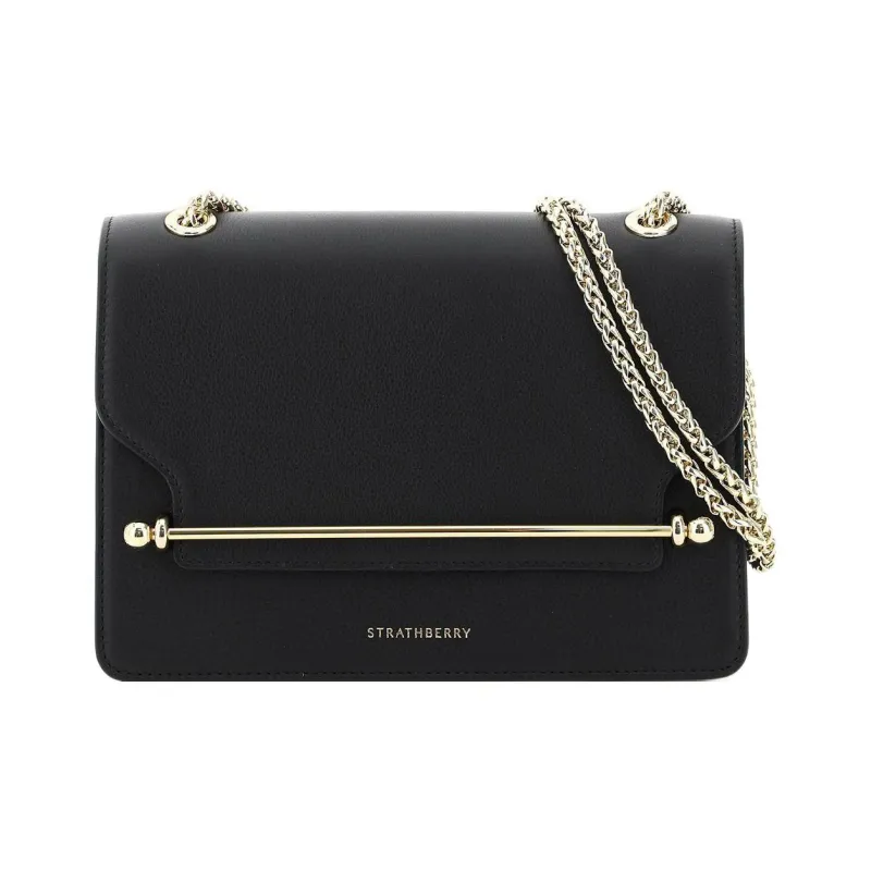 Strathberry Calfskin Small Square Bag Crossbody Bag Shoulder Bag Regular Women's Black-0