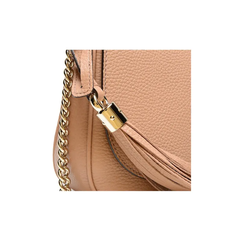GUCCI Soho Cow Leather Shoulder Bag Crossbody Bag Women's Beige-1