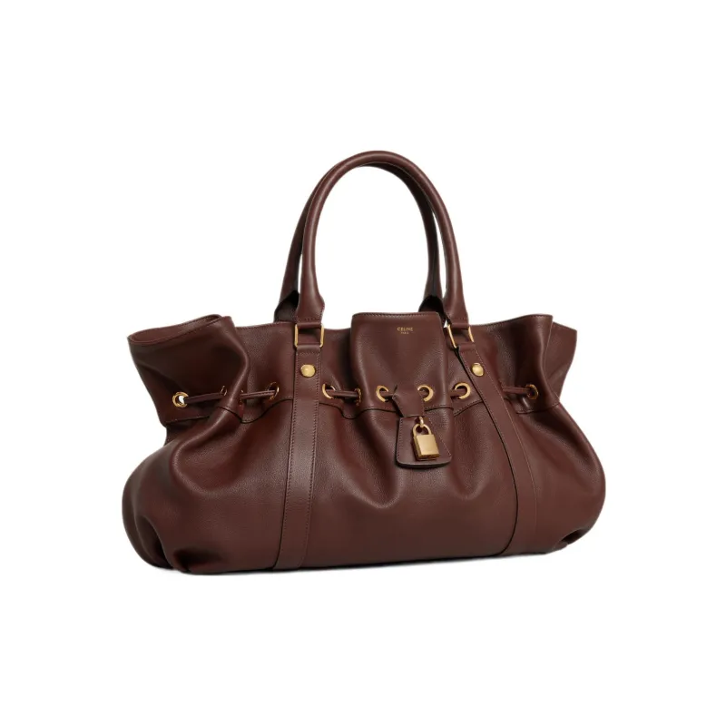 CELINE Soft Cow Leather Handbag Medium Size Women's Chestnut-1