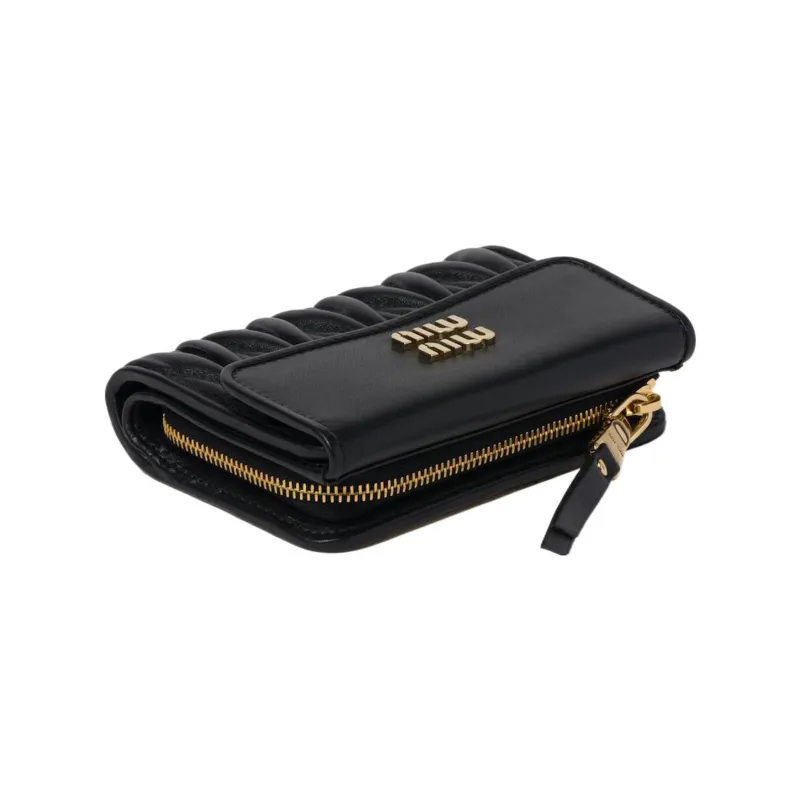 MIU MIU Leather Wallet Small Size Women's Black-2