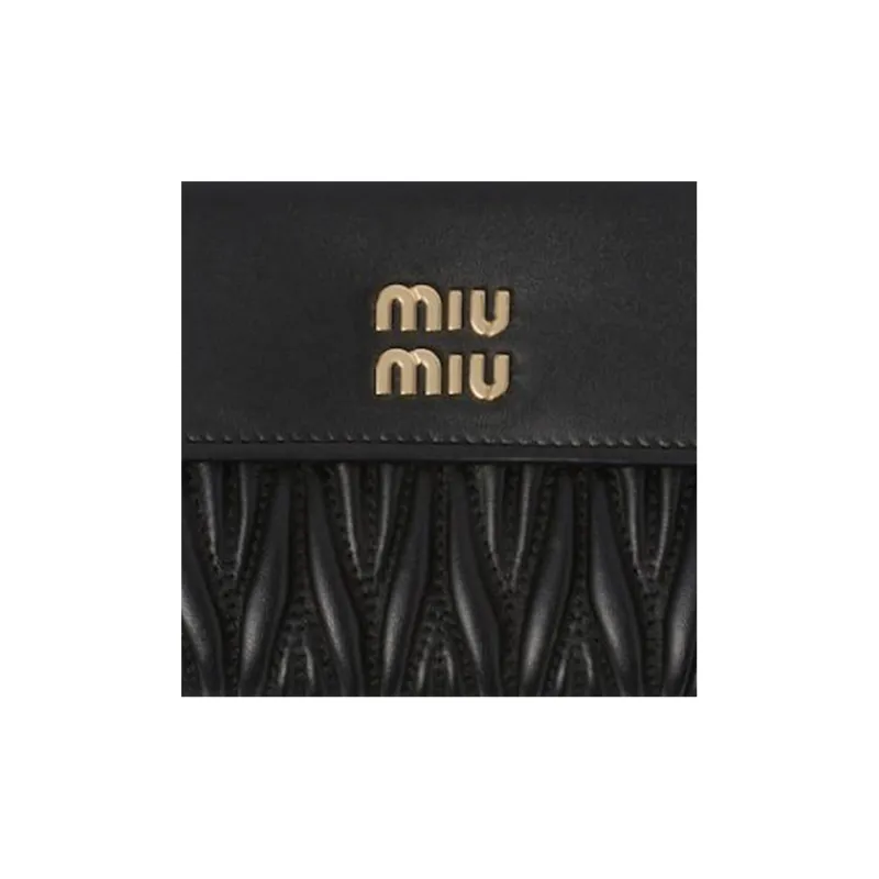MIU MIU Leather Wallet Small Size Women's Black-5
