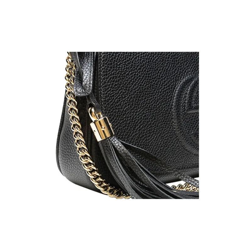 GUCCI Soho Cow Leather Shoulder Bag, Crossbody Bag Regular Women's Black-3