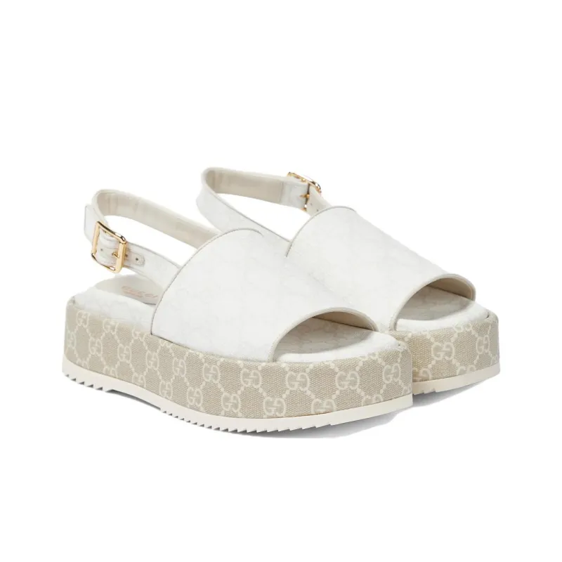 GUCCI Women's Platform Gg Sandal 'White Beige' Women's-1