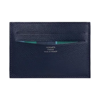 HERMES Citizen Twill Evercolor Calfskin Card Holder Women's Midnight Blue/Sapphire Blue