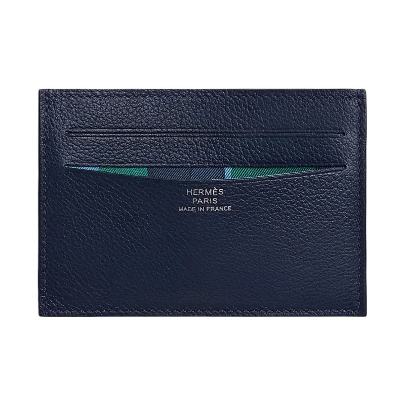 HERMES Citizen Twill Evercolor Calfskin Card Holder Women's Midnight Blue/Sapphire Blue-0