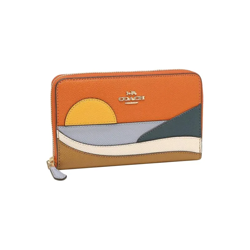 COACH Leather Wallet Regular Women's Orange-1