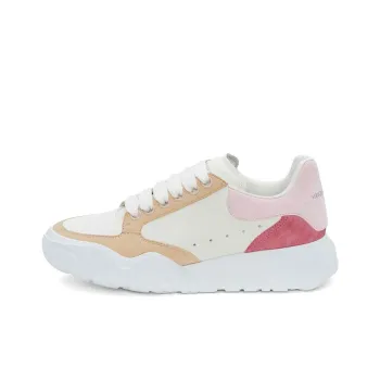 Alexander McQueen Court Trainer Anti Slip Wear Resistant Low Top Casual Shoes Women's White Beige Pink