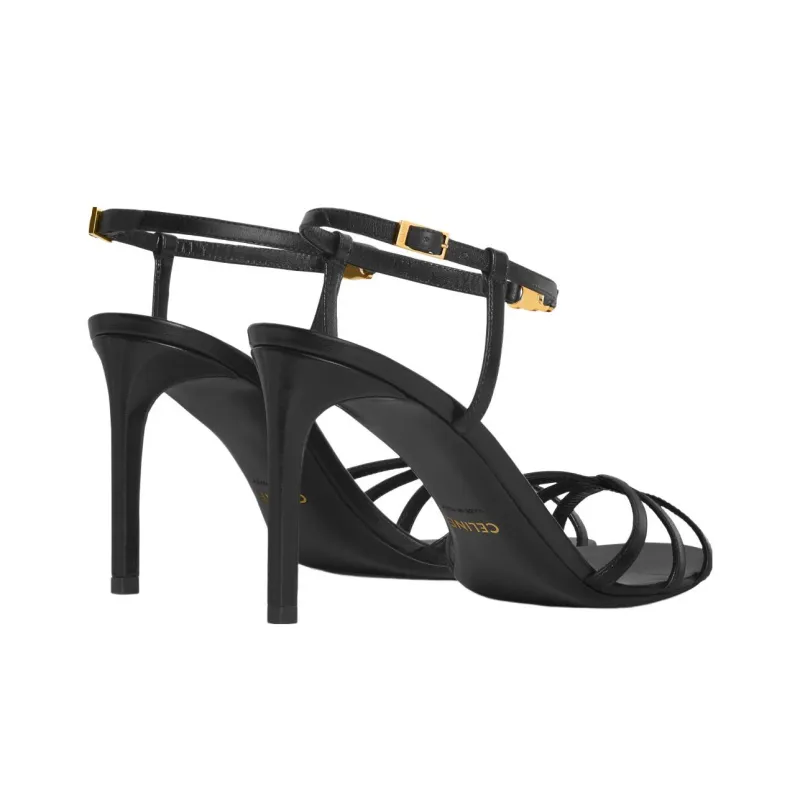 CELINE PARIS Strap Sandals 8.5cm Women's Black-3