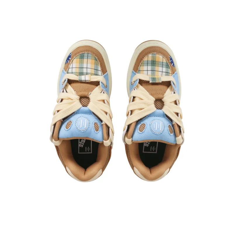 Ollieskate Puffy Shoes Slip-Resistant Low-Top Skateboard Shoes Unisex Beige Blue Brown-3