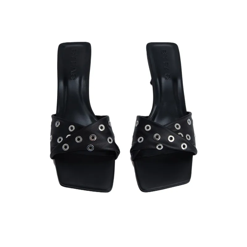 By Far Rocco Eyelet High Heeled Mules Women's-3
