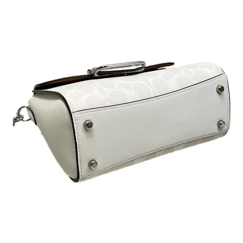COACH Morgan Canvas With Leather Shoulder Bag Crossbody Bag Handbags Small Size Women's Ivory Grey/Glacier White-4