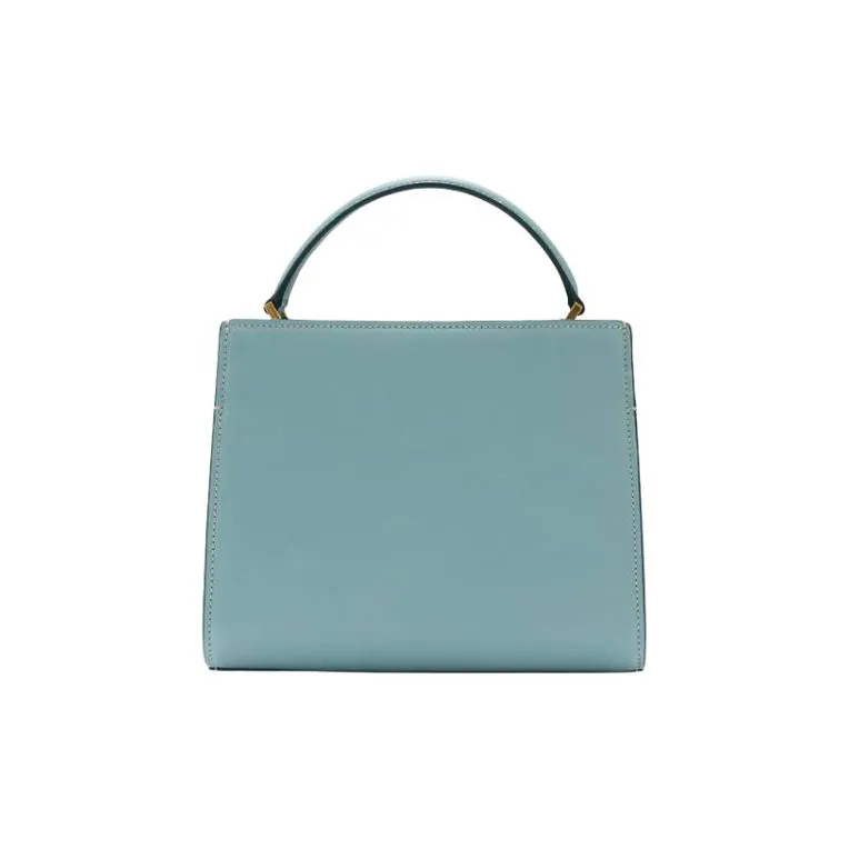 HAZZYS Cow Leather Tote Bag, Shopping Bag, Handbag Medium Size Women's Light Blue/Light Purple-4