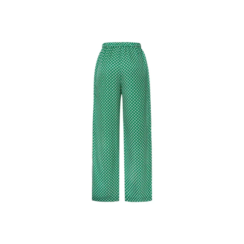 MO&CO Casual Pants Women's Green With Floral-1