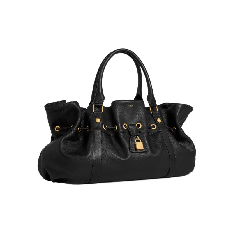 CELINE Cow Leather Handbag Medium Size Women's Black-1