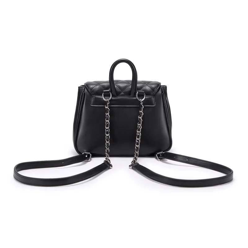 UNITE STAR PU Chain Bag Backpack Small Size Women's Black-3