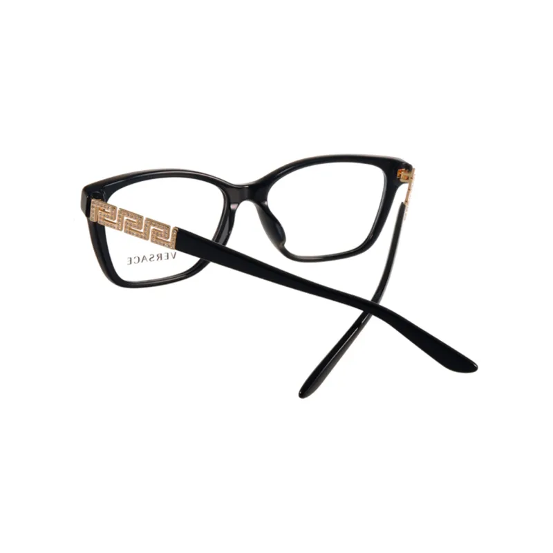 VERSACE Acetate Alloy Irregular Shape Eyeglass Frames Unisex Black-3