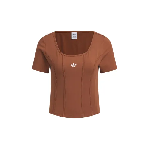 adidas originals Wide Crewneck Corset Tee Brown