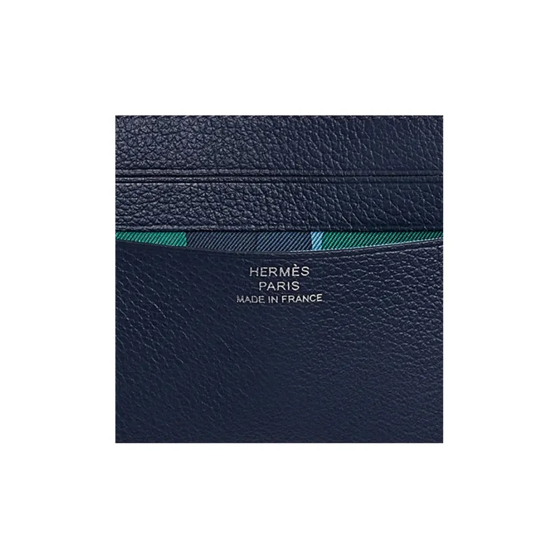 HERMES Citizen Twill Evercolor Calfskin Card Holder Women's Midnight Blue/Sapphire Blue-2