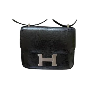 HERMES Constance Lizard Skin Shoulder Bag Crossbody Bag Mini Women's Noir Black
