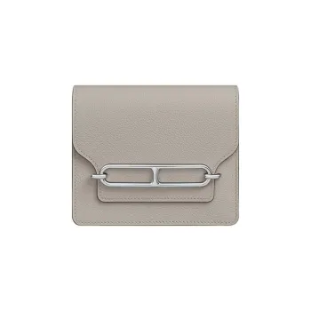 HERMES Roulis Evercolor Calfskin Pig Nose Bag Card Holder Fanny Pack Coin Purse Wallet Women's 8L Beton Glacier White