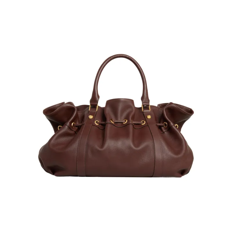 CELINE Soft Cow Leather Handbag Medium Size Women's Chestnut-2