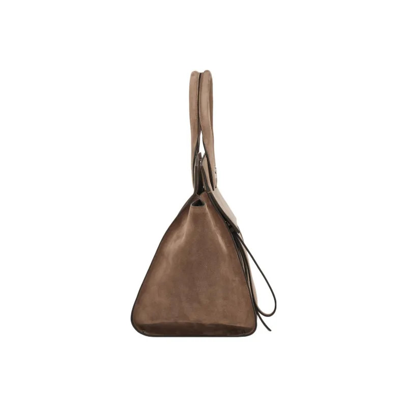 FERRAGAMO Studio Suede Calfskin Handbag Tubas Women's Brown-3