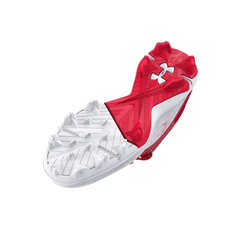 Under Armour Harper 8 Cushioning, Slip Resistant, And Abrasion Resistant Mid Top Training Shoes Men's Red White-3