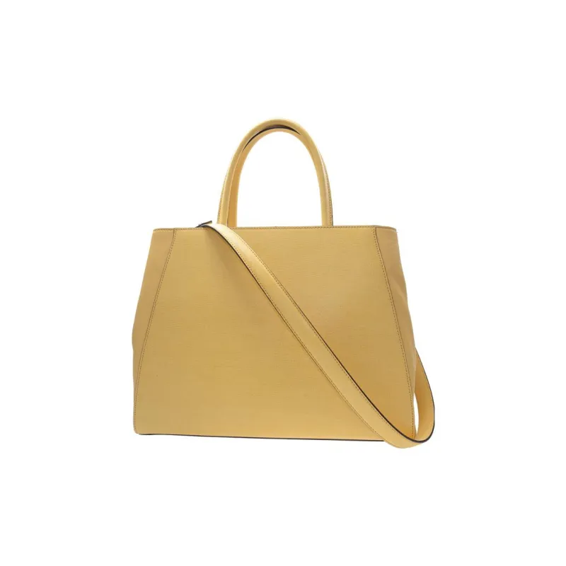 FENDI Cow Leather Tote Bag Shopping Bag Handbag Regular Women's Yellow-2