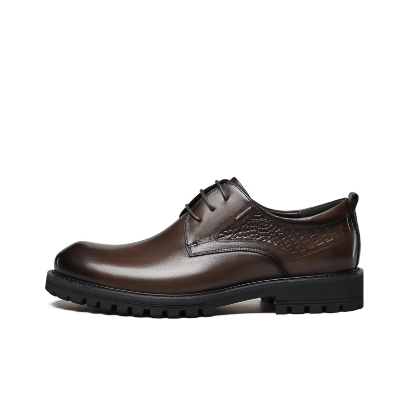 YEARCON Dress Shoes Men Low Top Brown/Black-4