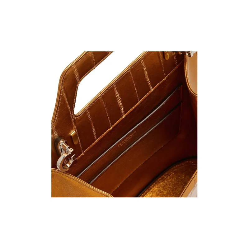 FERRAGAMO Eel Shoulder Bag Crossbody Bag Handbag Women's Gold-3