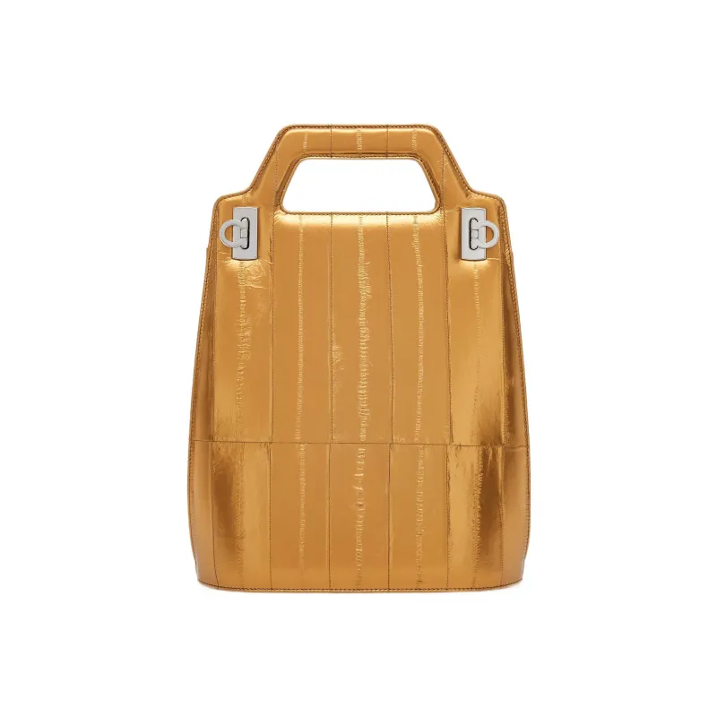 FERRAGAMO Eel Shoulder Bag Crossbody Bag Handbag Women's Gold-0