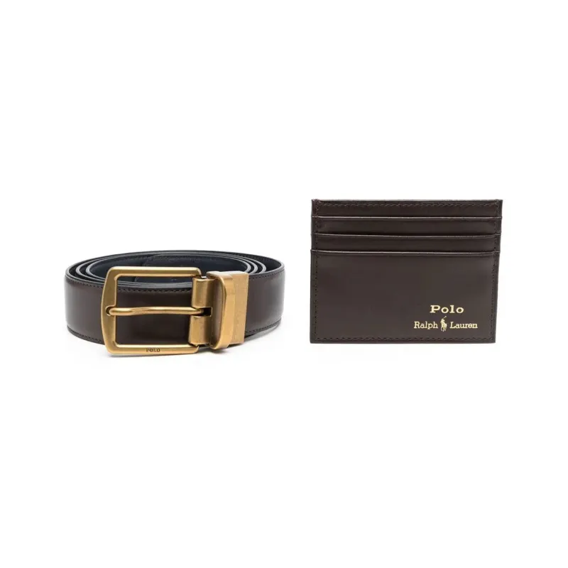 Polo Ralph Lauren Foil logo Card Holder Belt Gift Set-0