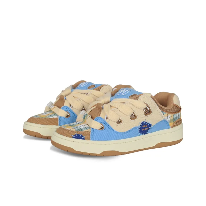 Ollieskate Puffy Shoes Slip-Resistant Low-Top Skateboard Shoes Unisex Beige Blue Brown-2